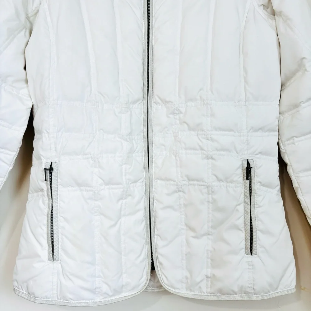 Eddie Bauer Y2K white sportsman goose down zip up quilted jacket puffer coat M/T